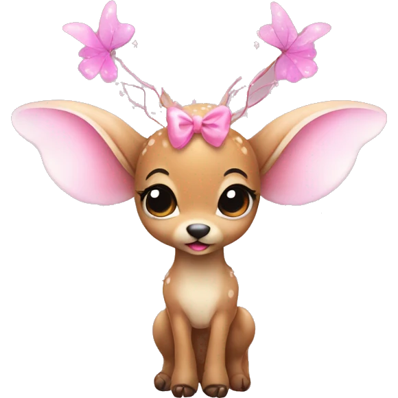 baby deer with fairy wings and a pink bow around its neck  emoji
