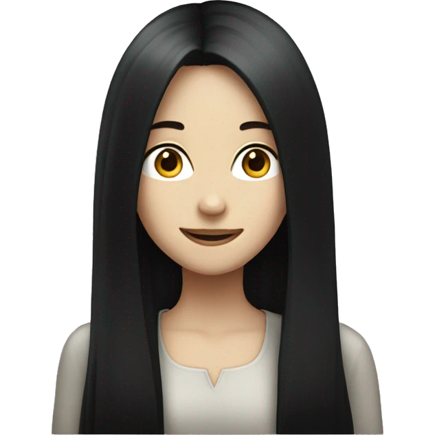 Pale girl with long black hair celebrating  emoji