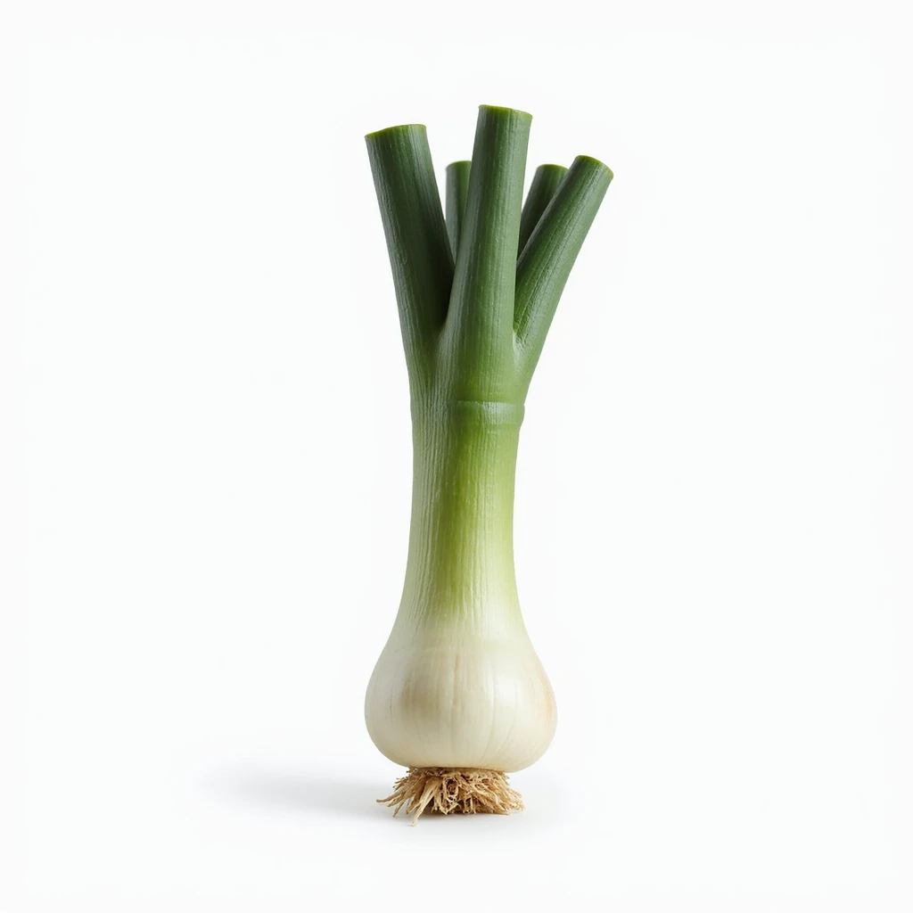a single leek vegetable, realistic style, isolated on white background emoji