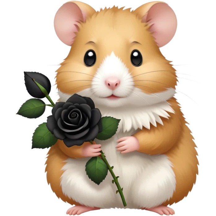 Hamster holding a black rose emoji