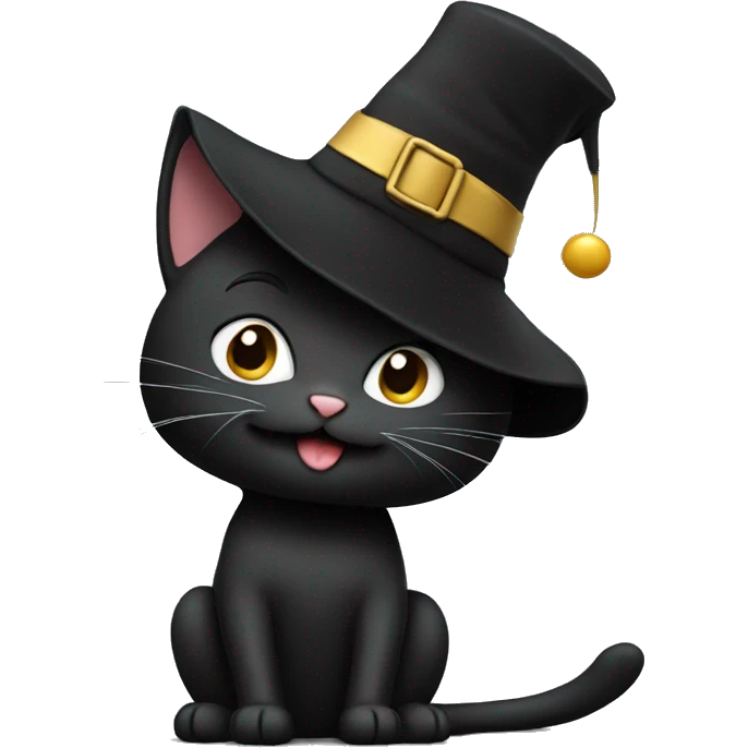 Black cat rapping with hat emoji