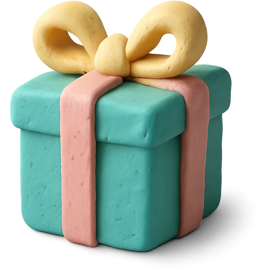 claymation style 3D gift box with pastel colors emoji