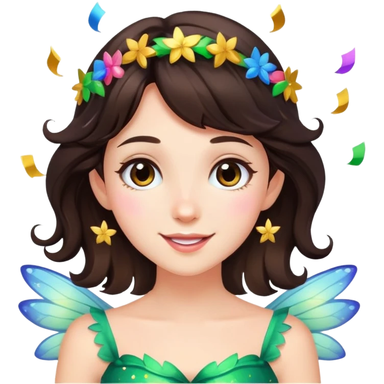 Beautiful Birthday Confetti fairy brunette emoji