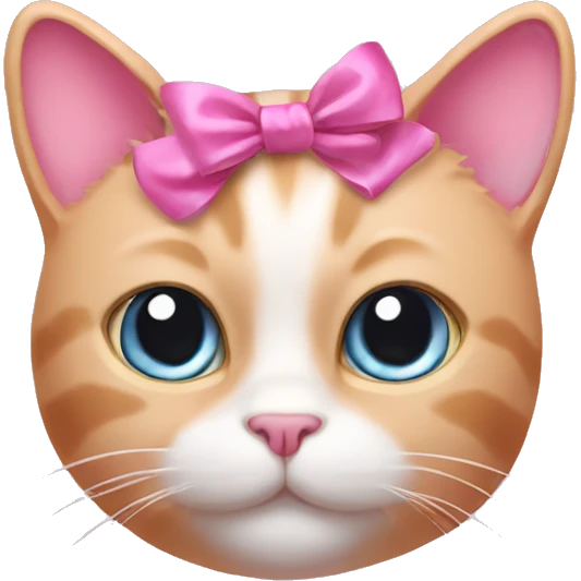 Pink cat with bow emoji