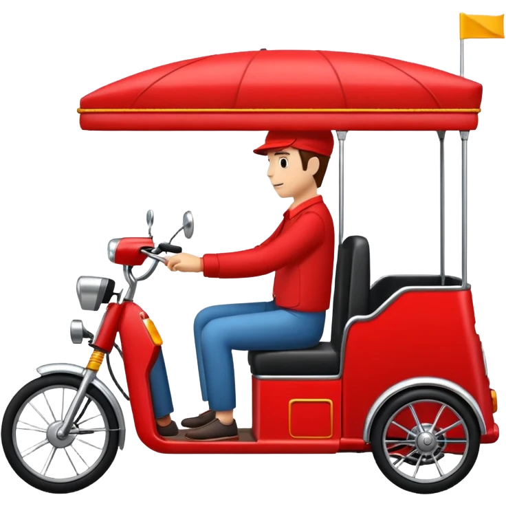 generate an ios genmoji of an e rickshaw red emoji
