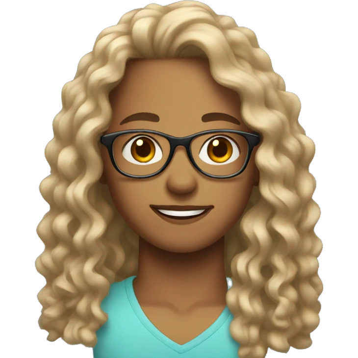 make a teenage with with curly long hair and clear glasses emoji