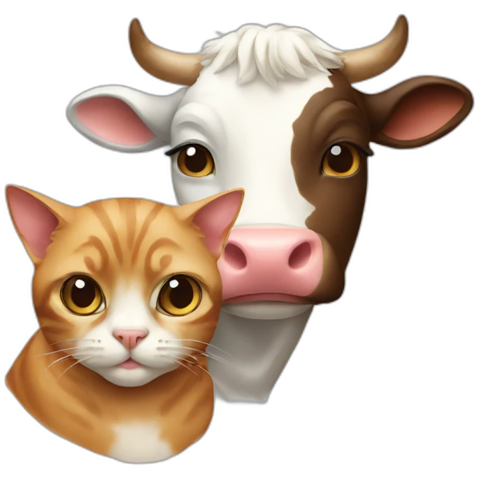 A cat and a cow emoji