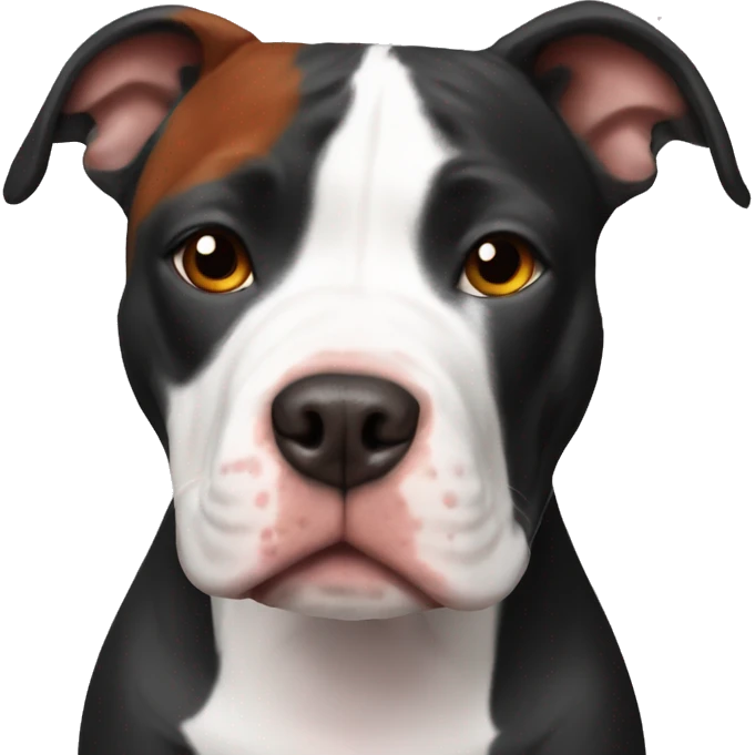 Black and white pitbull with red head girl emoji