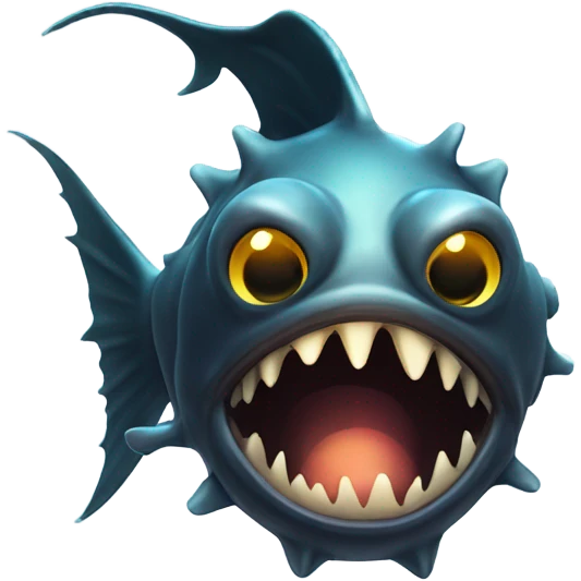 Anglerfish with glowing lure, sharp teeth, and big eyes. emoji