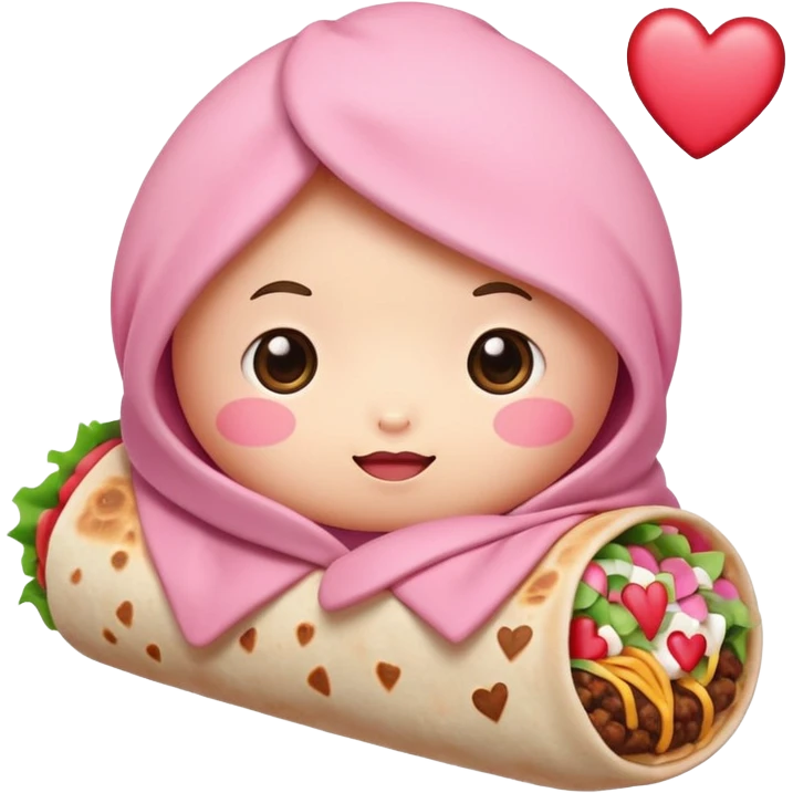 pink hearts burrito valentine hearteyes face cute kawaii niche  emoji
