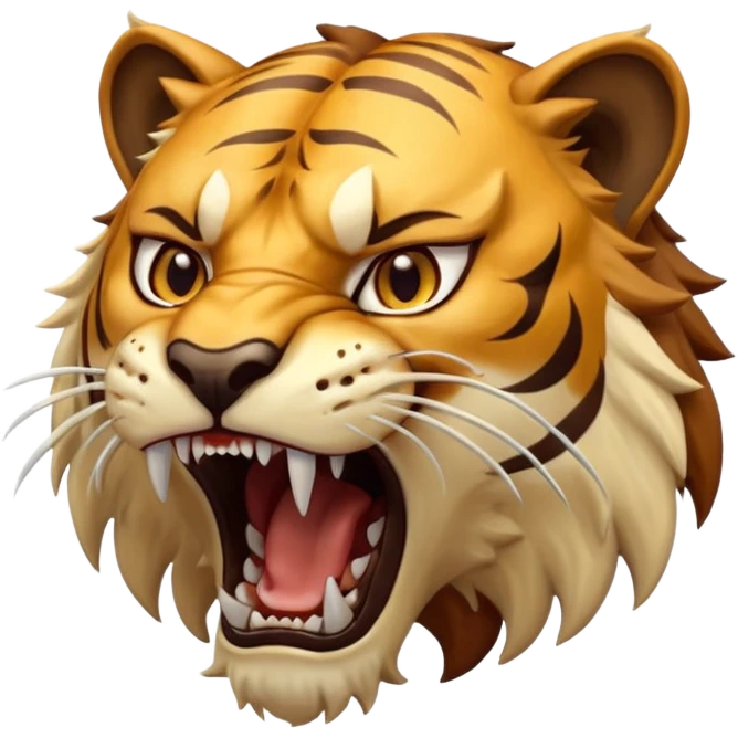 Create a Sabertooth Tiger roaring, make it fierce emoji