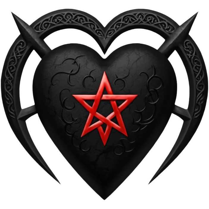 gothic heart with a pentagram emoji