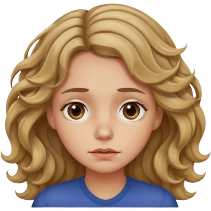 Exhausted dark blonde girl with waves emoji