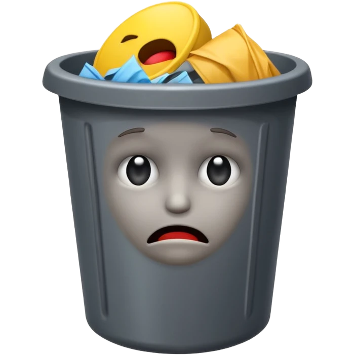 put an emoji into a trash bin. show just the emoji in a trash bin emoji