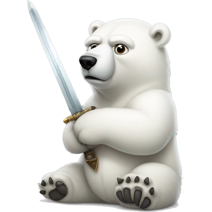 serious polar bear leaning on a sword emoji