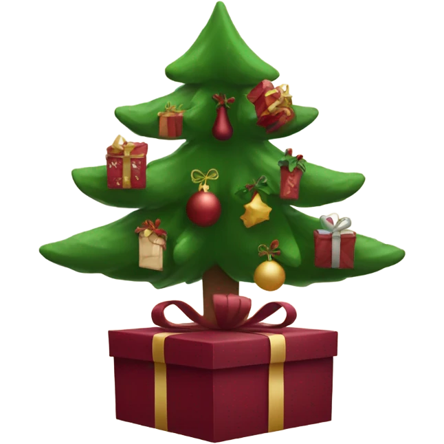 burgundy Christmas gifts under a tree emoji