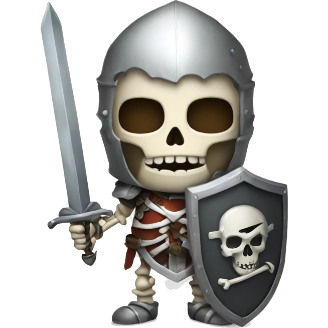 a skeleton with a armor a sword and a shield emoji