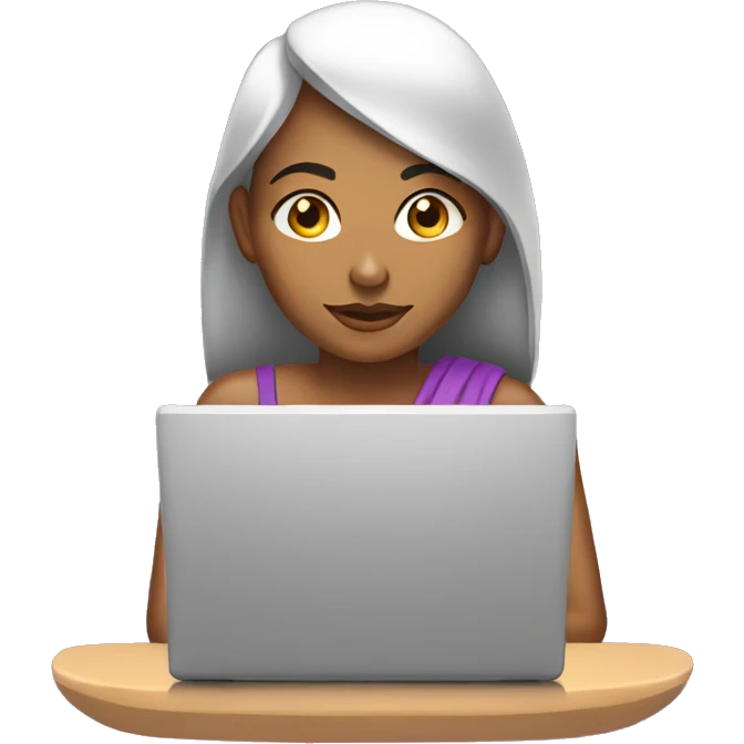 an indian american woman programming on her laptop emoji