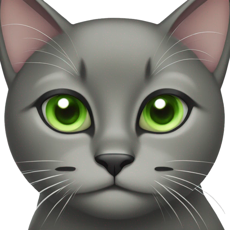 black cat with white spot on neck and green eyes emoji