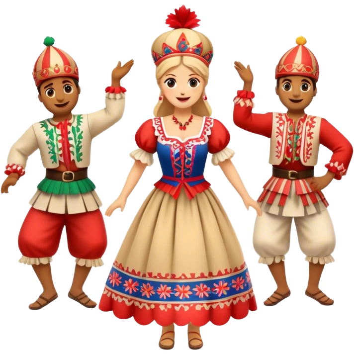 Cinematic Realistic Linđo Dance Emoji, depicted as a traditional Croatian folk dance with lively movements and colorful costumes, rendered with dynamic textures and vibrant festive lighting that captures its cultural vibrancy. emoji