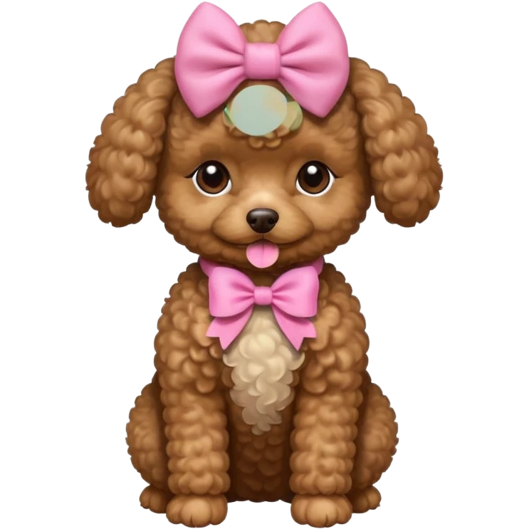 Brown toy poodle with pink bow emoji