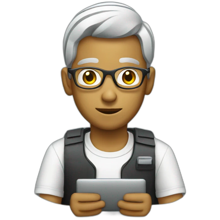 chico usando computadora emoji