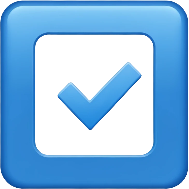 Blue square with a white checkmark emoji