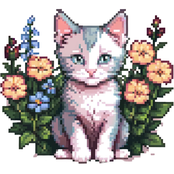 Kitten and flowers emoji