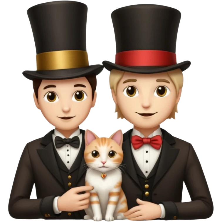 magician couple and their pet cat emoji
