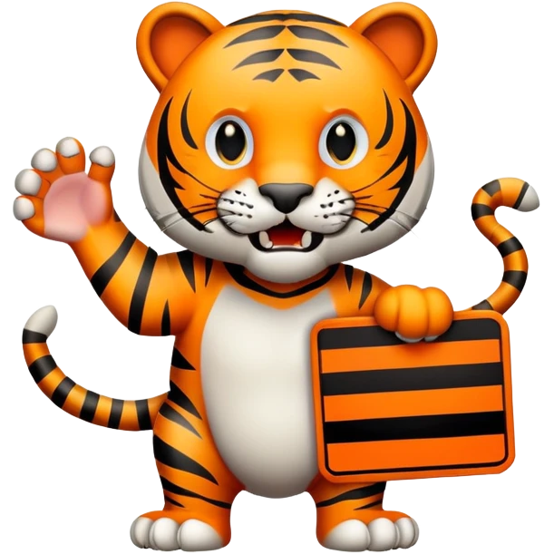 Tiger with sign that says rawrr  emoji