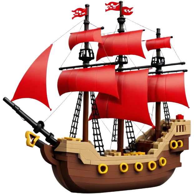 Pirate Ship (Toy) - Lego Pirate Ship (Model Year: 2021) (Iconic colour: Brown with red sails) emoji