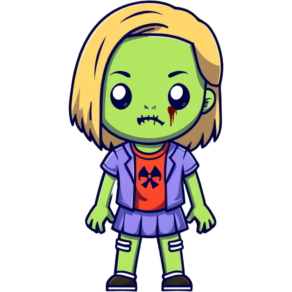 zombie girl with long straight dark blonde hair emoji