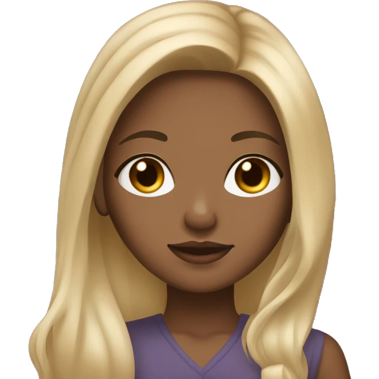 brown long hair girl with blonde highlights, brown eyes, and ling lashes emoji