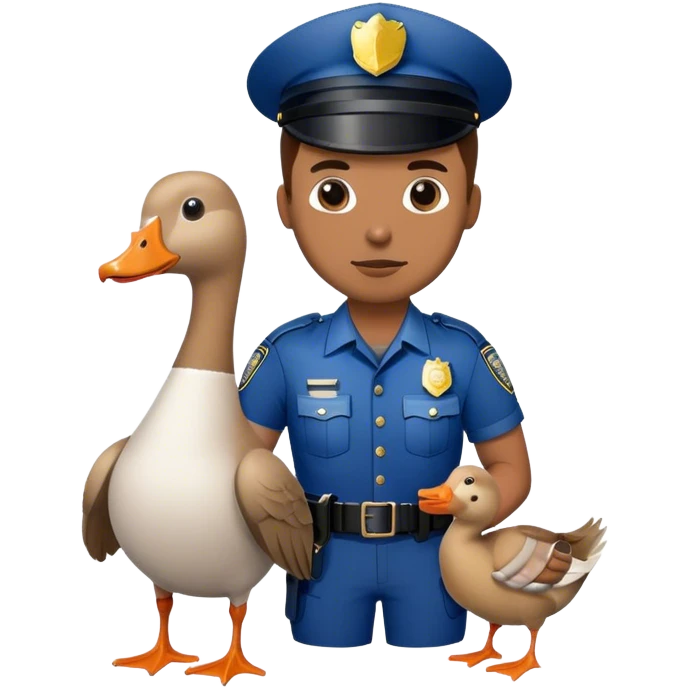 A goose in handcuffs being taken to jail by a police officer  emoji