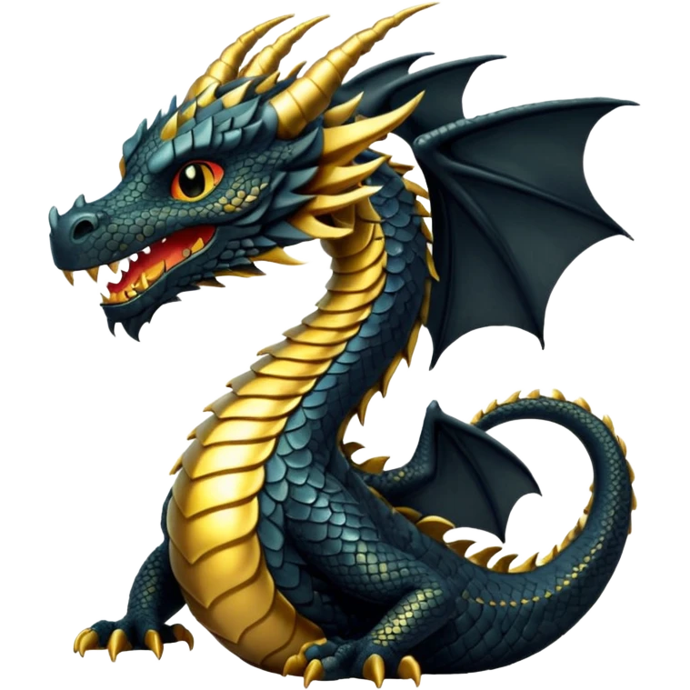 Black and gold Fantasy dragon emoji