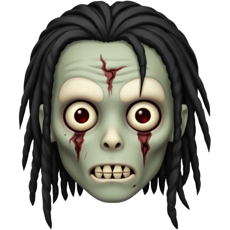 make a zombie boy emoji (headshot only) that has long black dreadlocks  and some facial scars emoji