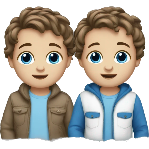 Twin baby boys brown hair blue eyes emoji