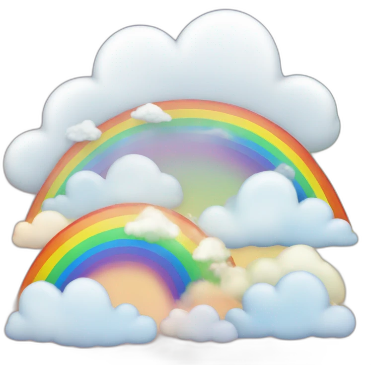 A rainbow cloud filled with cute joyful pride things emoji