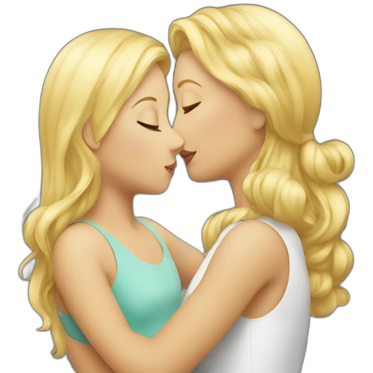 blond woman kissing girl emoji