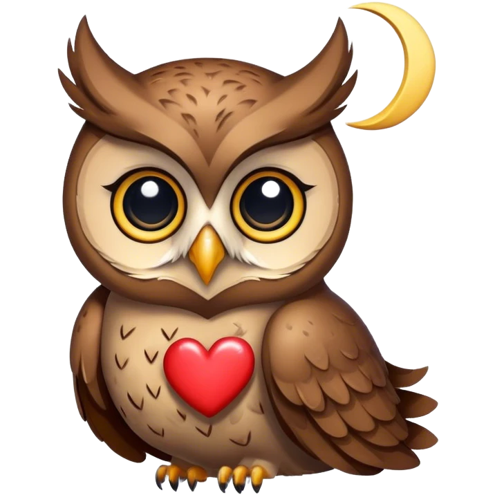 Owl with heart and moon  emoji