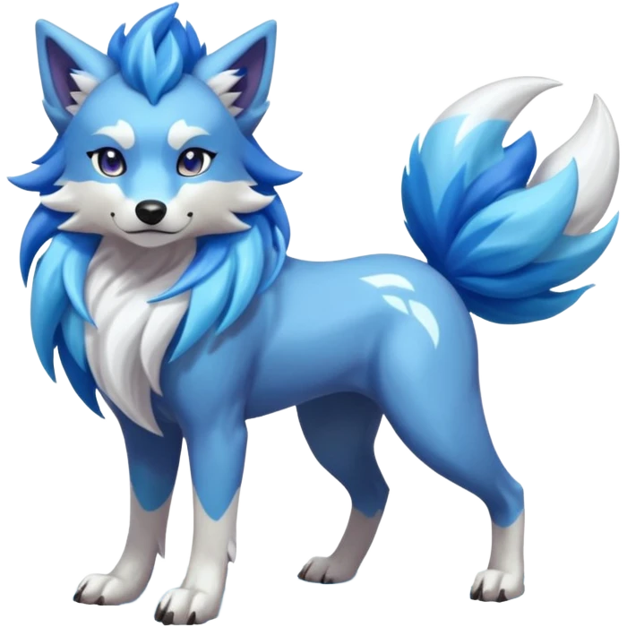 Lycanroc-Suicune-Fakémon-hybrid-creature (full body)  emoji