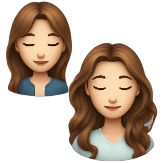 Beautiful Girl with long brown hair and boy with short brown hair sleeping at night emoji