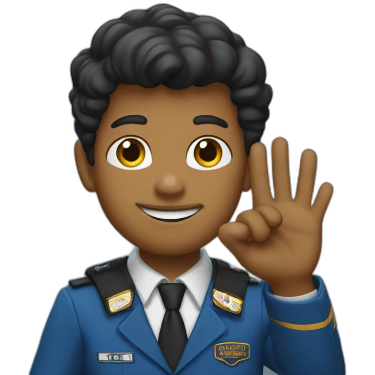 The scout gives the three-fingered salute wearing a black and blue suit emoji