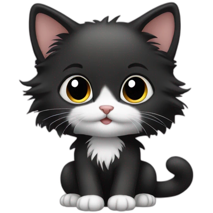 small long hair kitten black emoji