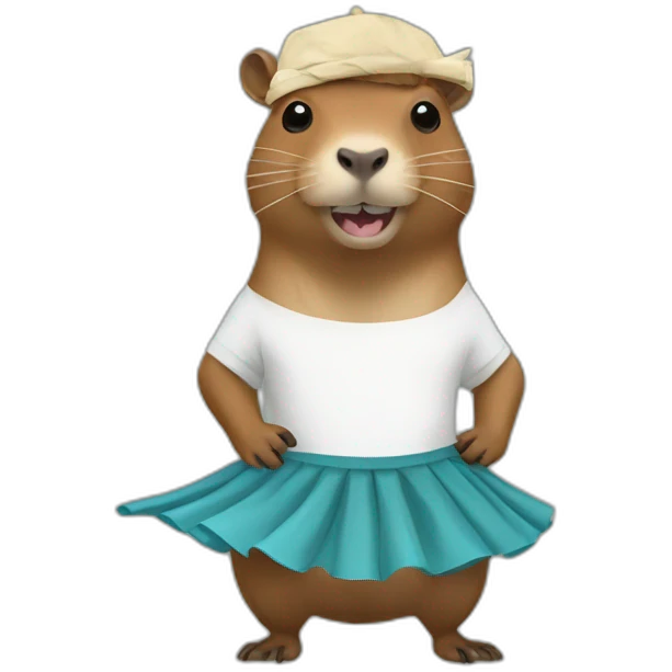 capybara with Rambo headband, shark teeth, wearing a ballet skirt emoji