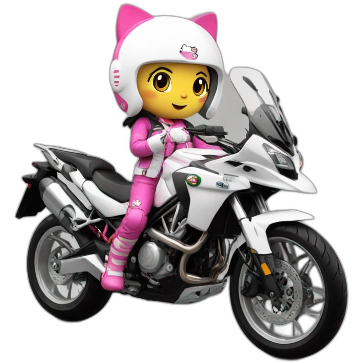 Moto benelli trk 502X hello kitty  piloto mujer emoji