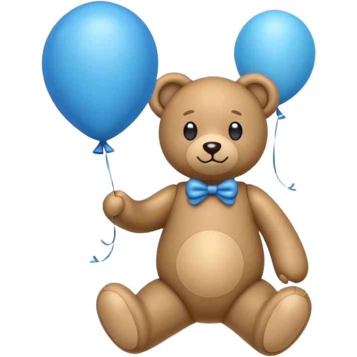 Emoji teddy set down with a baloon bleue emoji