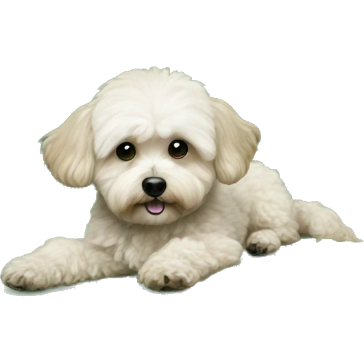 maltipoo dog on green loveseat emoji