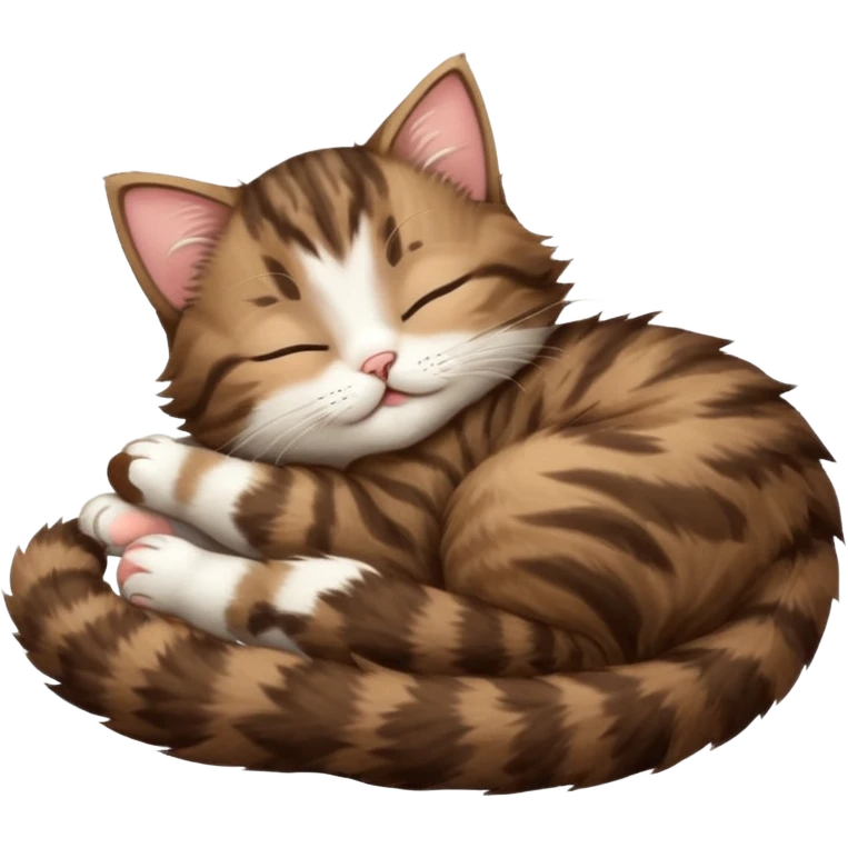dark brown tabby and white kitten sleeping on its back emoji