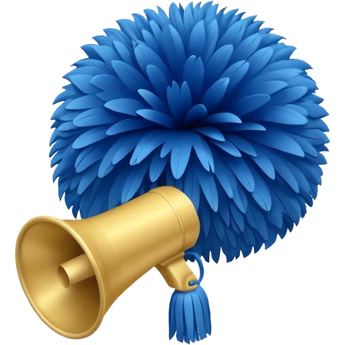 Blue and gold pompom and mega phone  emoji